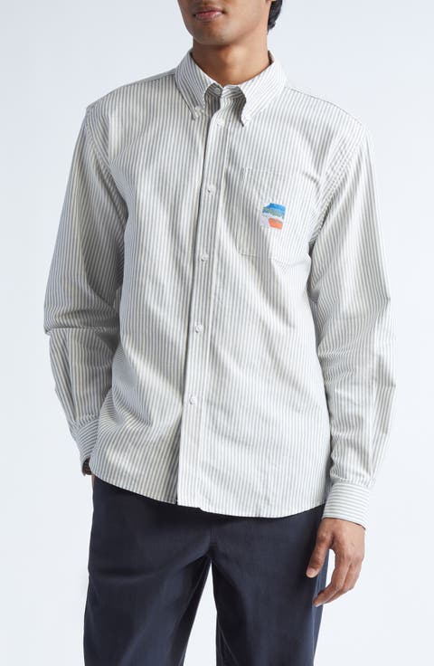 Deuce Stripe Organic Cotton Oxford Button-Down Shirt