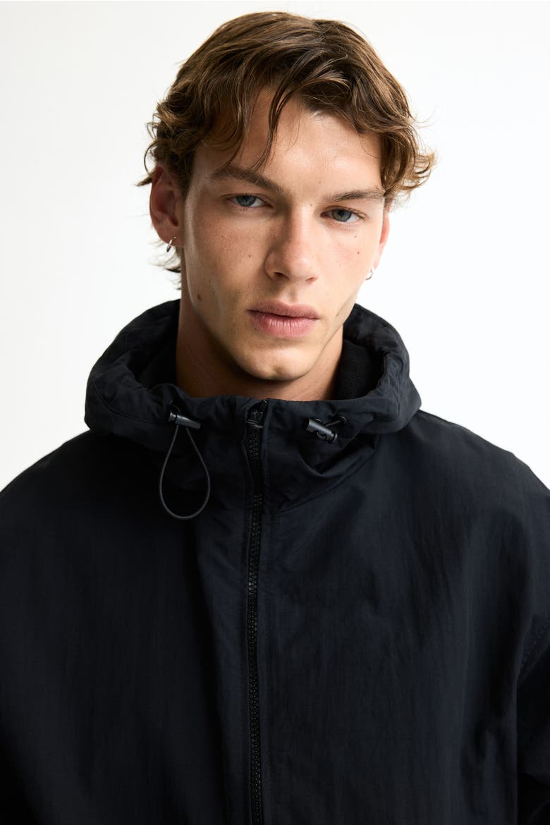 Water-repellent Nylon Windbreaker, Alternate, color, Black