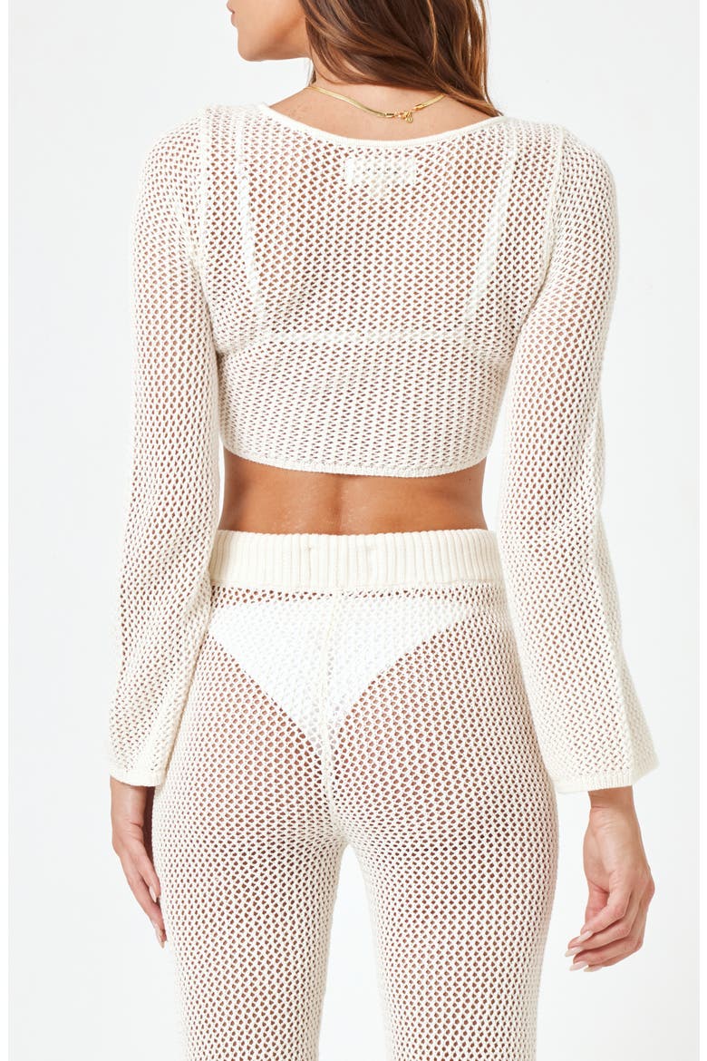 Los Cabos Open Stitch Cover-Up Crop Top, Alternate, color, CREAM