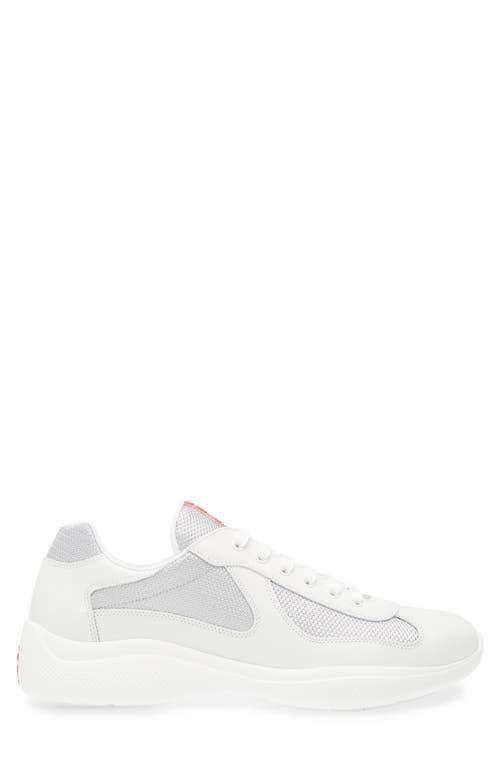 Shop Prada America's Cup Soft Bike Low Top Sneaker In Bianco/argento