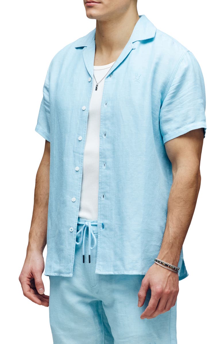 Psycho Bunny Windcrest Linen Blend Camp Shirt, Alternate, color, 