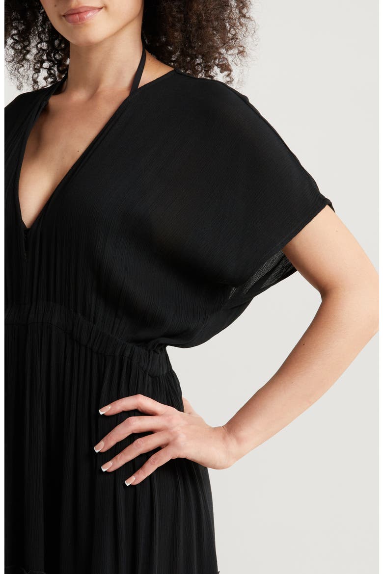 Tiered Ruffle Maxi Cover-Up Dress, Alternate, color, BLACK