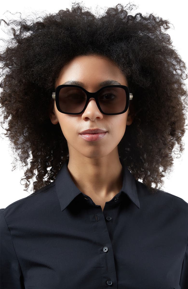 Versace 53mm Square Sunglasses, Alternate, color, Black/ Grey Solid