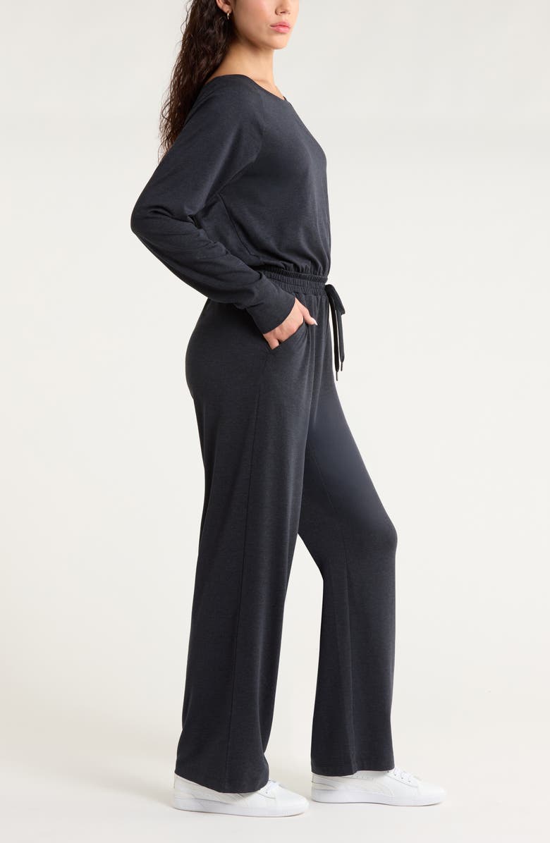 Zella Restore Soft Cozy Long Sleeve Jumpsuit, Alternate, color, Black