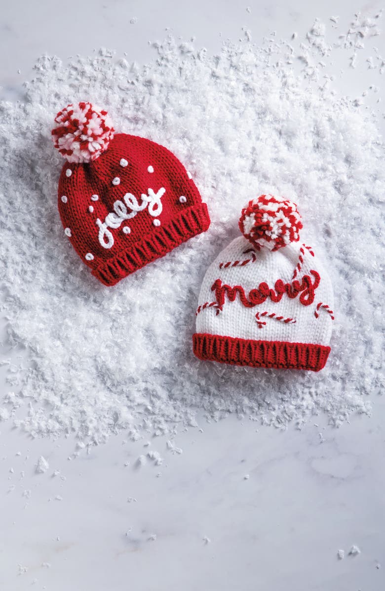 Mud Pie Jolly Holiday Embroidered Hat, Alternate, color, Red