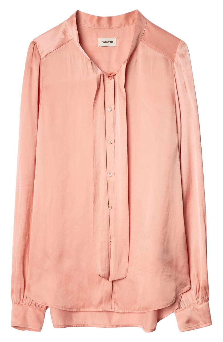 Zadig & Voltaire Tie Neck Satin Blouse, Alternate, color,