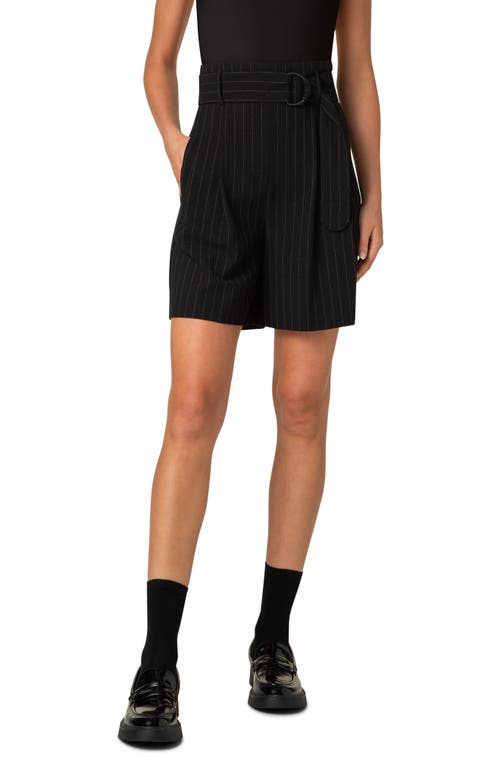 Akris Punto Fiorellina Pinstripe Belted Bermuda Shorts In Black