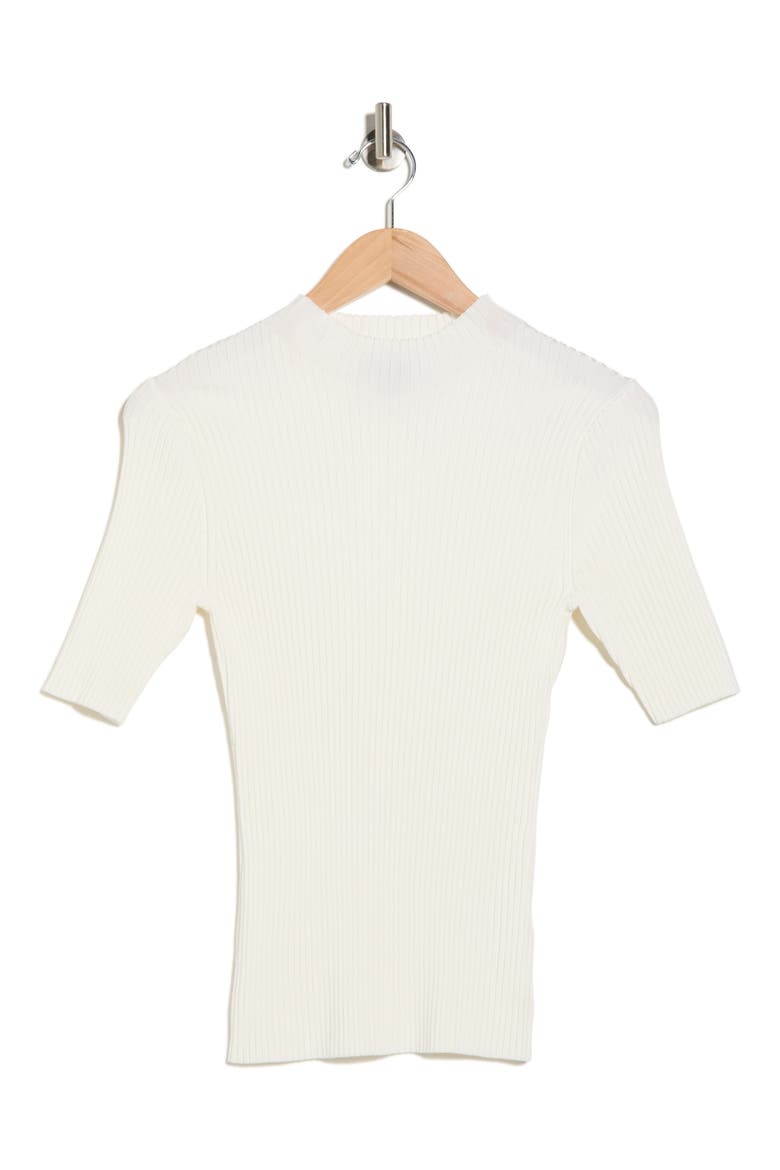Funnel Neck Elbow Sleeve Sweater, Alternate, color, WHITE STAR
