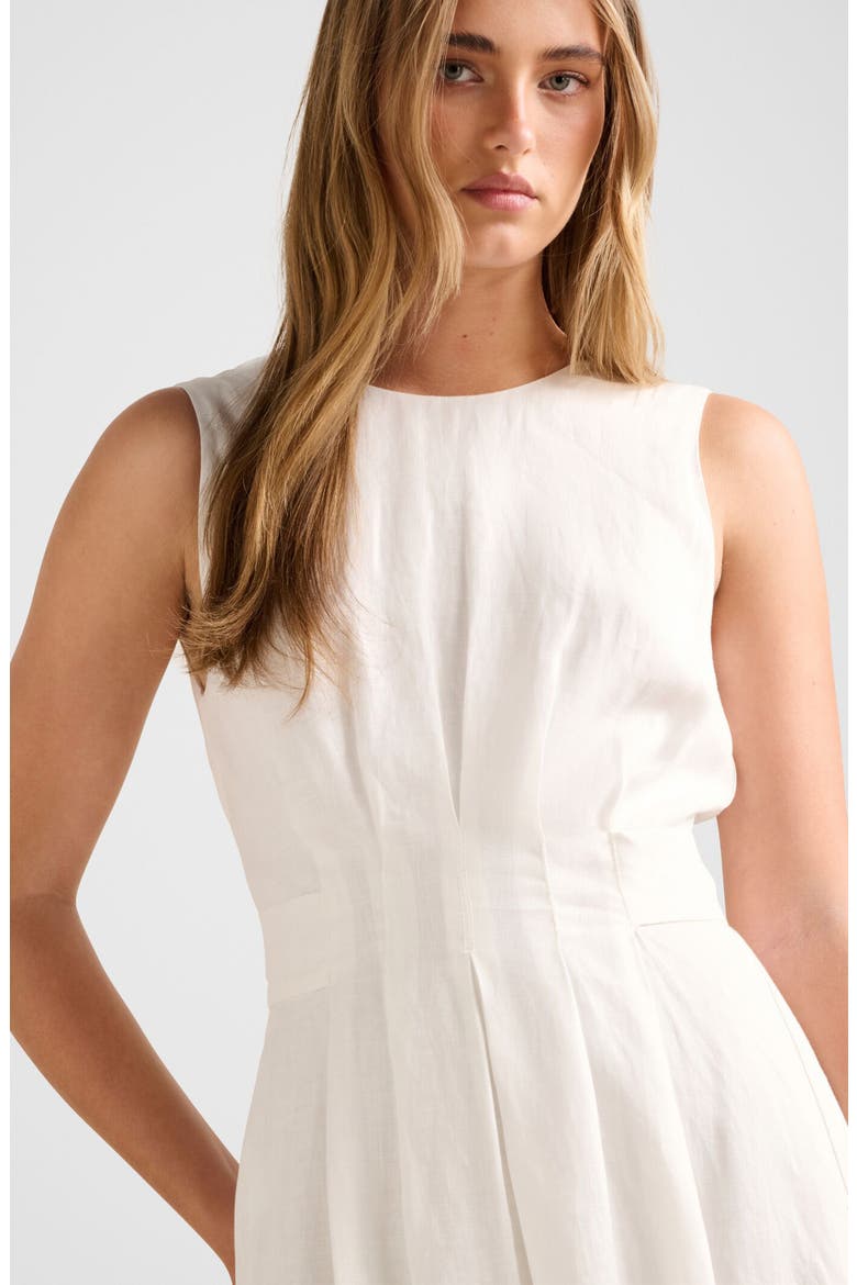 Rosie Tuck Detail Sleeveless Linen Dress, Alternate, color, PORCELAIN