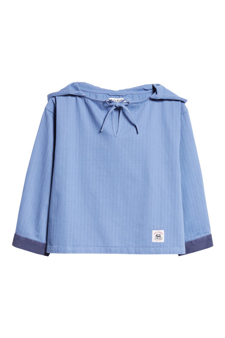 Knolly Brook Hooded Cotton Twill Pullover, Alternate, color, BLUE