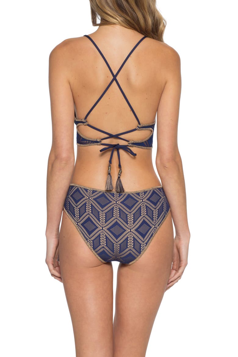 Wanderlust Halter Bikini Top, Alternate, color, NAVY