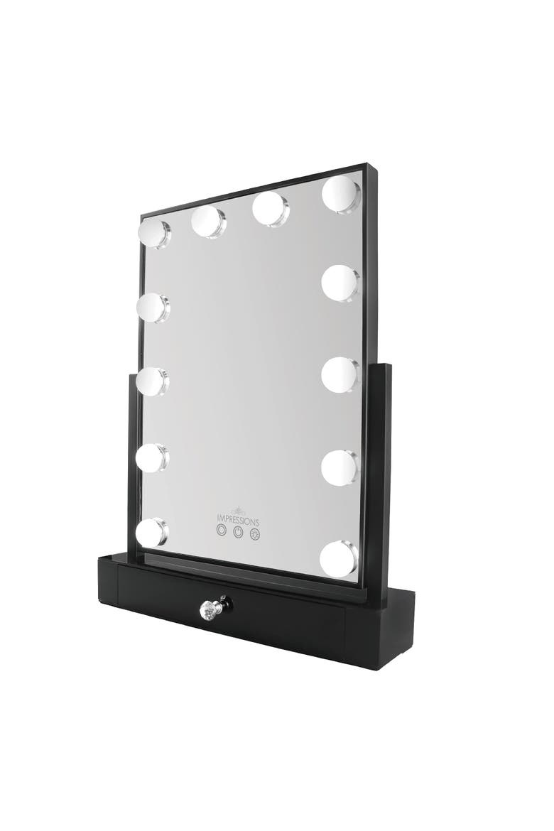 Hollywood Tri-Tone XL Makeup Mirror with Drawer, Alternate, color, Black