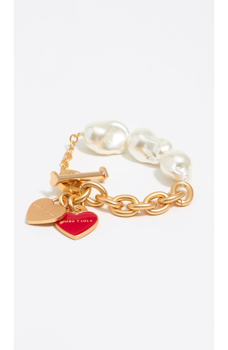 Bimba y Lola Chain Heart Logo Bracelet, Main, color, 