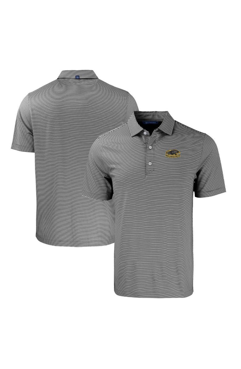 Cutter & Buck Men's Cutter & Buck  Black/White Wisconsin-Milwaukee Panthers Big & Tall Forge Eco Double Stripe Stretch Recycled Polo, Main, color, 