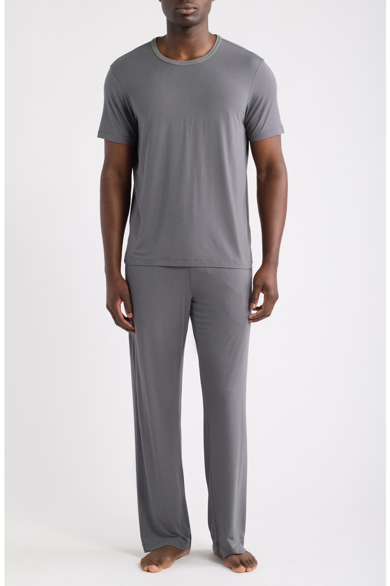 Silk Blend Crewneck T-Shirt, Alternate, color, DARK GREY