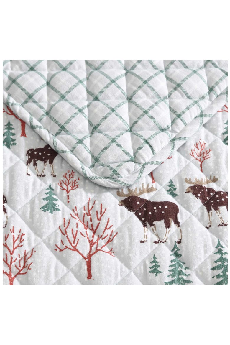 Mountain Moose Cotton Flannel Twin Quilt & Sham Set, Alternate, color, LT-PASTEL GREY