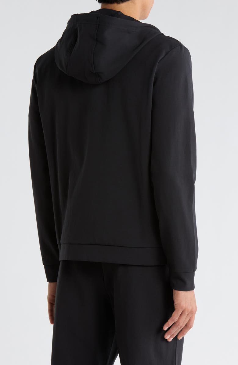 ORIGINAL PENGUIN SPORT Micro Texture Full Zip Hoodie, Alternate, color, Caviar