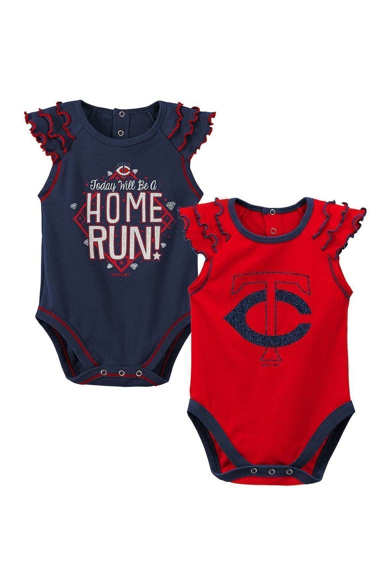 Newborn & Infant Navy/Red Minnesota Twins Shining All-Star 2-Pack Bodysuit Set, Main, color, NAVY