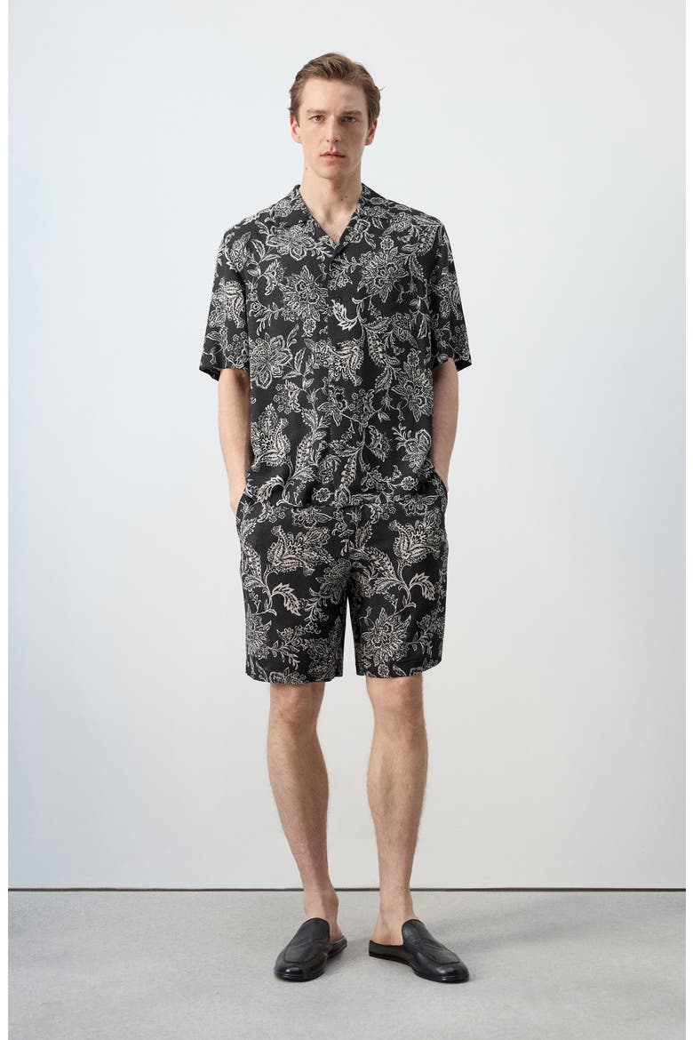 Slim Fit Print Bermuda Shorts, Alternate, color, BLACK