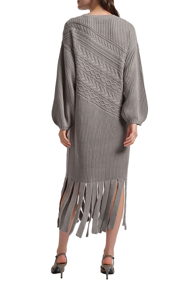 Misook Cable Stitch Long Sleeve Sweater Dress, Alternate, color, 