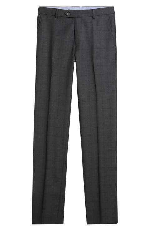 Windowpane Check Wool Pants