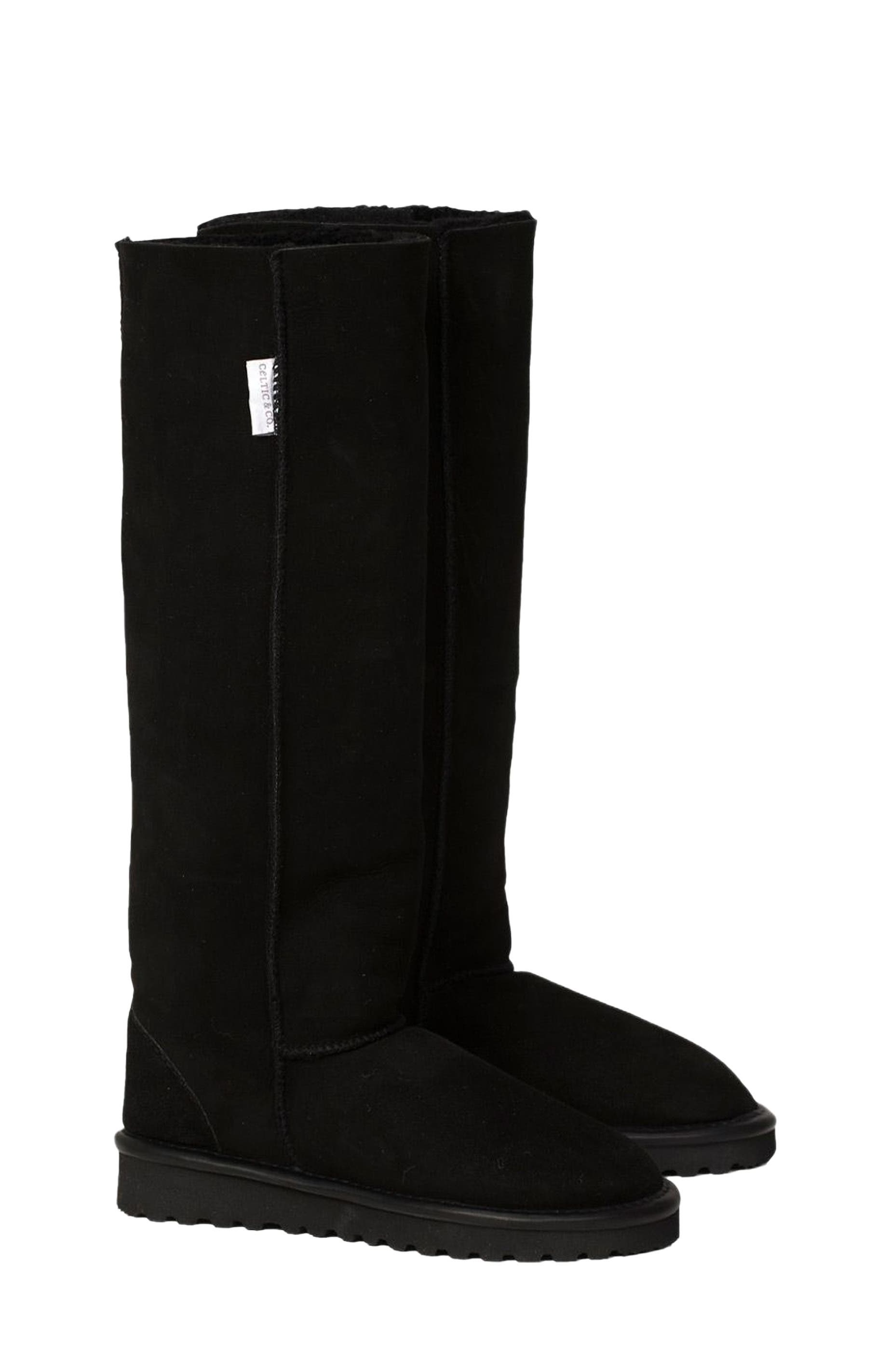 Celtic & Co. Celt Shearling Knee Boot, Main, color, Black