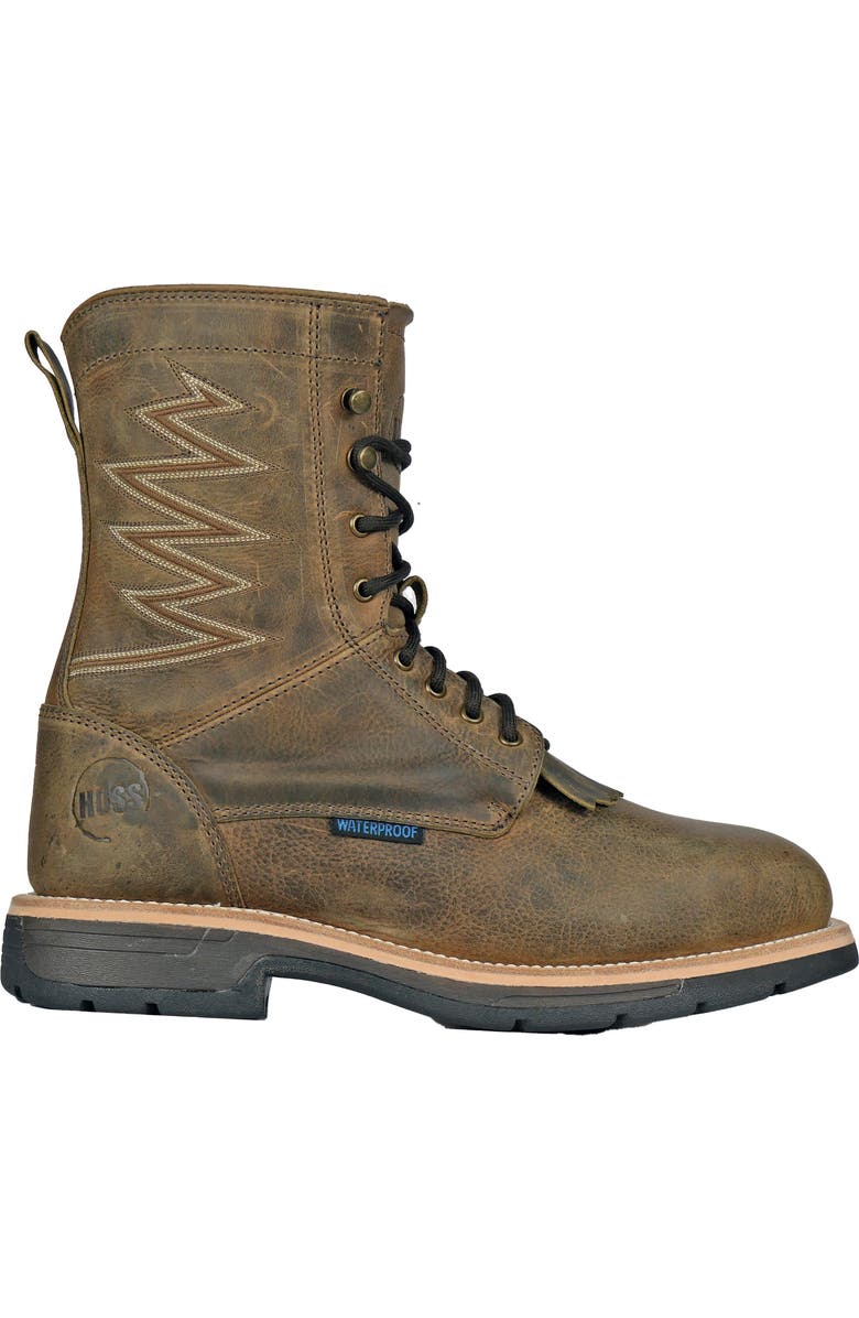 Hoss Boot Company HOSS Brisbee Lacer 8 Inch Distressed Lace Up Kiltie Composite Toe Work Boot, Alternate, color, Brown