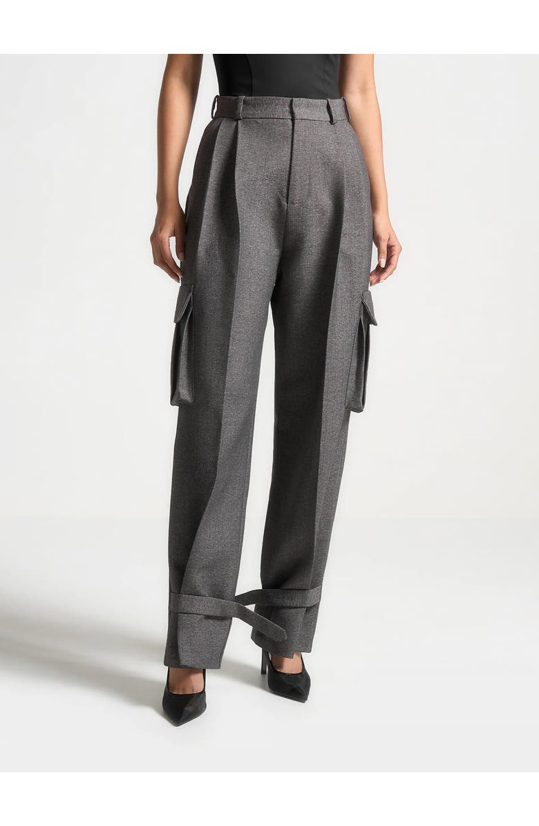 Manière De Voir Danielle Tailored Pleated Cargo Trousers, Alternate, color, Grey Marl