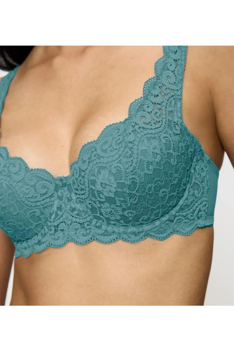 Amourette Stretch Lace Underwire Bra, Alternate, color, Black