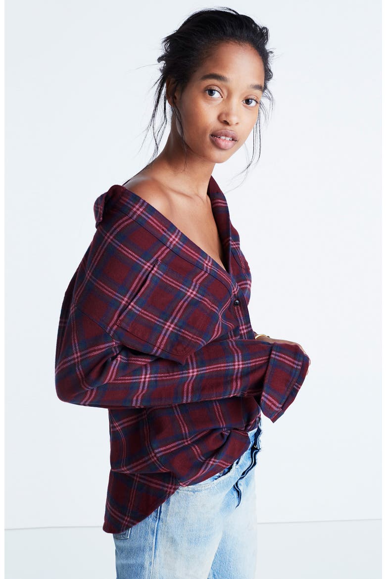 Shrunken Boyfriend Shirt, Alternate, color, DARK CABERNET