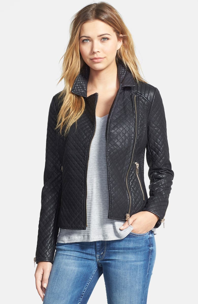 STELLA + LORENZO Faux Leather Jacket, Main, color,