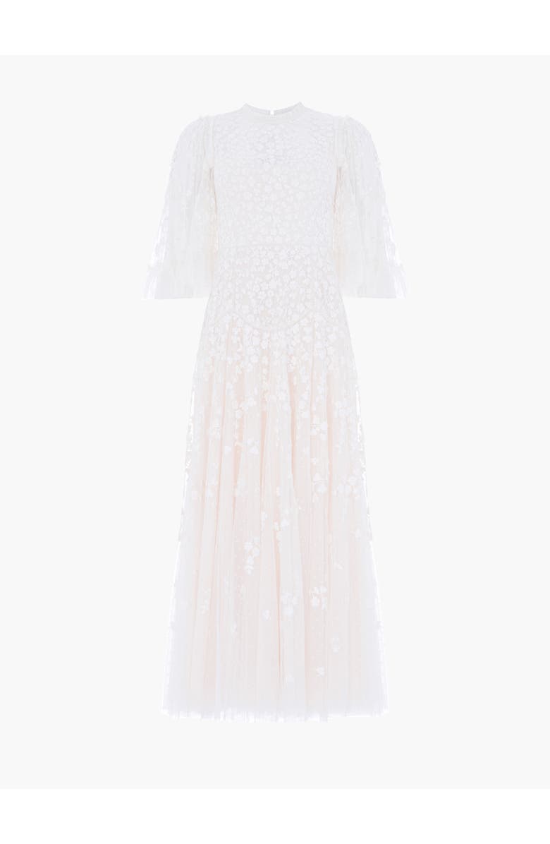 Needle & Thread Scatter Blossom Round Neck Ankle Gown, Alternate, color, Swan White