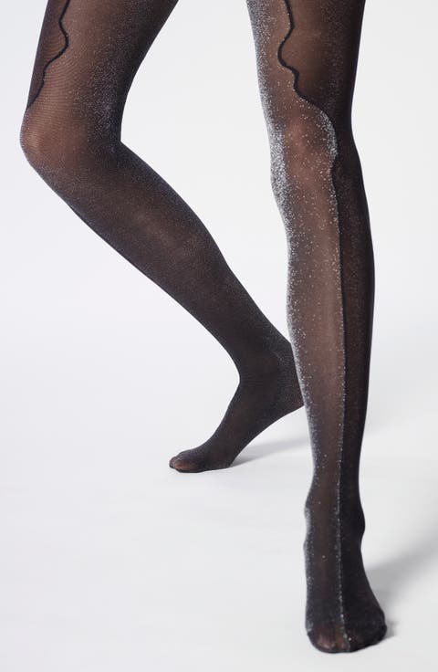 Diamonds Dual Two-Tone Metallic Tights