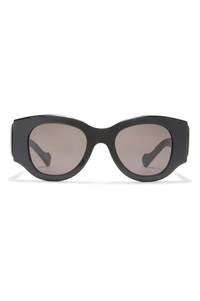 50mm Round Sunglasses, Main, color, BLACK BLACK GREY