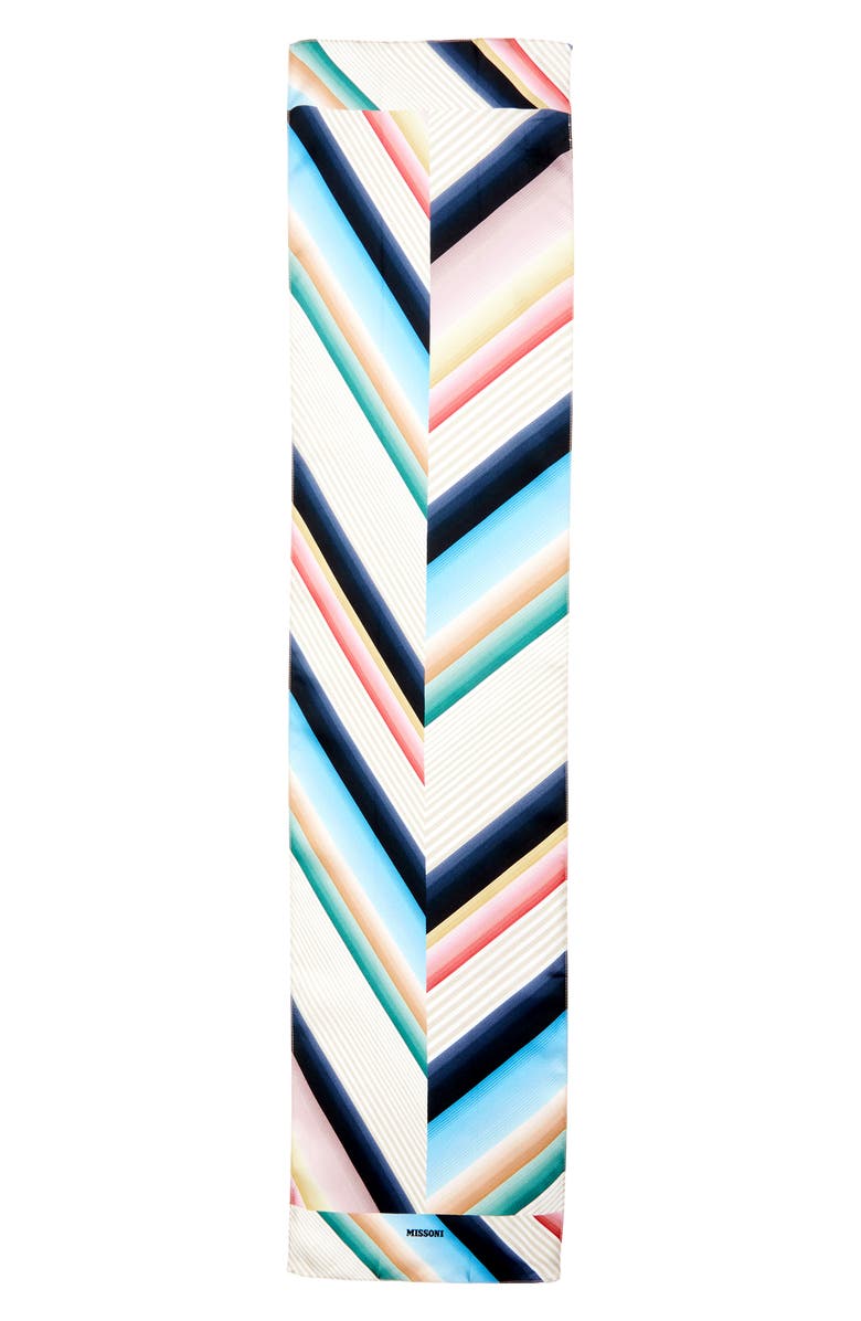 Missoni Chevron Print Silk Skinny scarf, Alternate, color, 0001 Pink Blue Multi