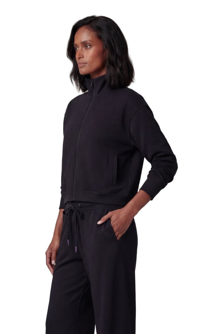 Womens Cropped Zip Jacket, Alternate, color, VERY BLACK
