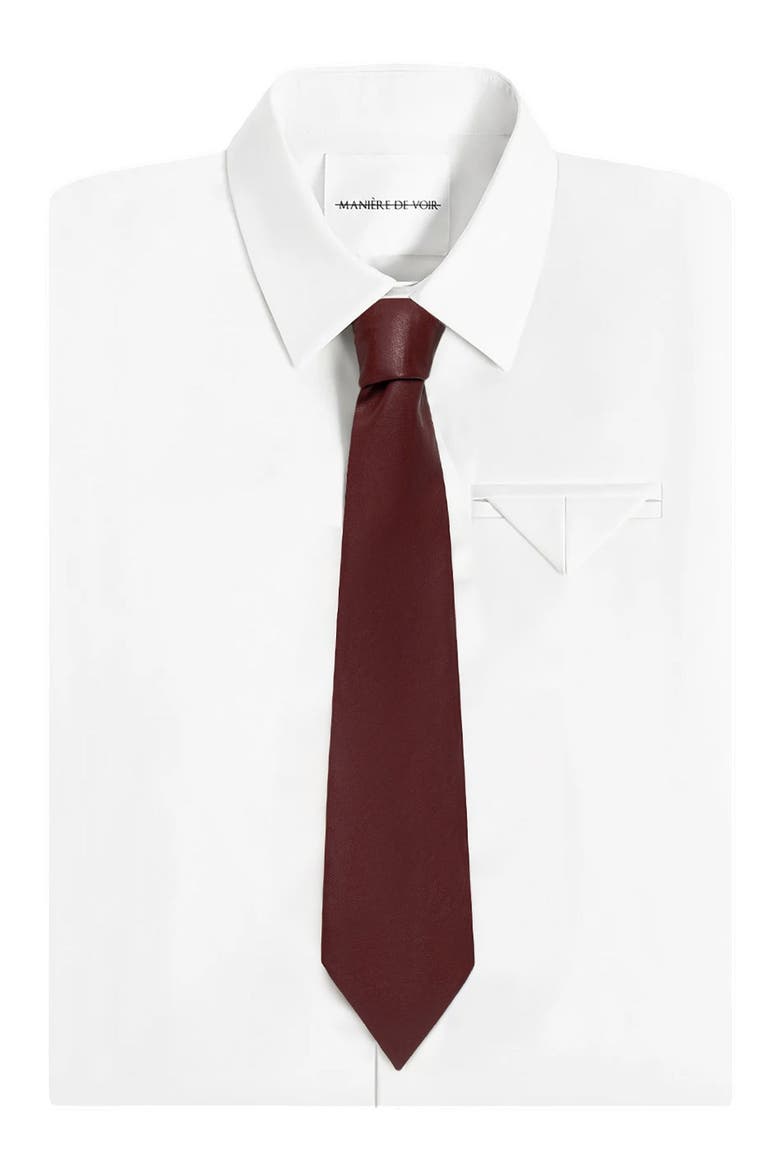 Ash Leather Tie, Main, color, Wine Red