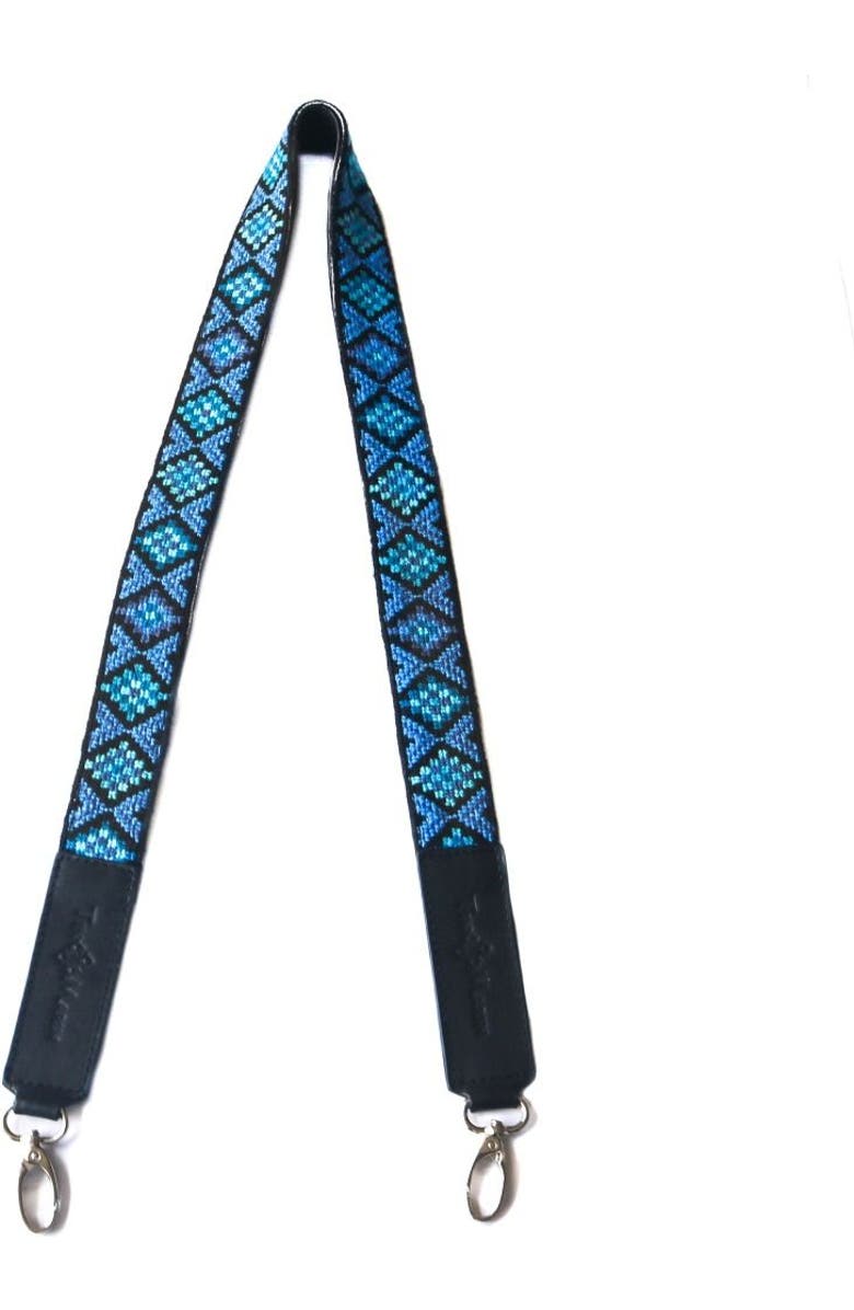 Tin Marin Mai Woven Bag Strap - Blue, Main, color, Black Leather