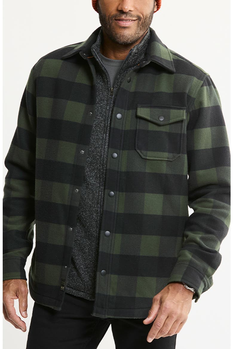 Doubleface Fleece Shirt Jacket, Main, color, FOREST BLACK CHECK