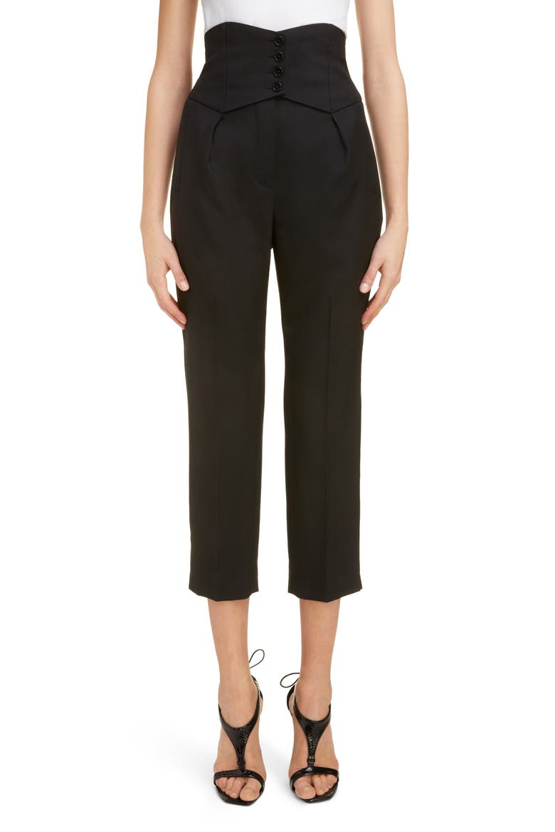 High Waist Wool Crop Pants, Main, color, NOIR