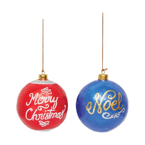 Merry Christmas Noel Ornament, Set of 2