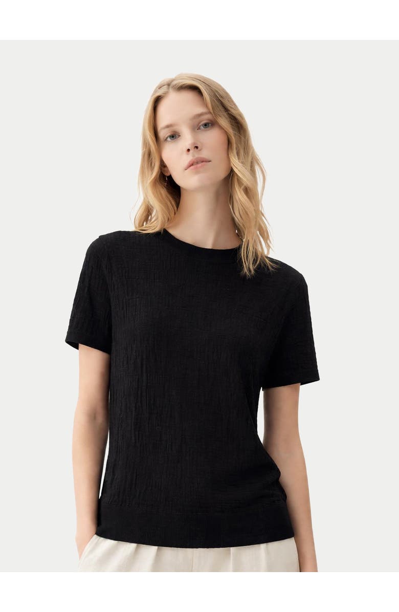 GOBI Mongolian Cashmere Silk Cashmere T-Shirt, Alternate, color, Black