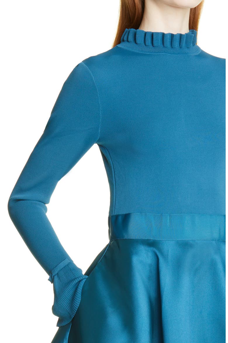 Zadi Mix Media Long Sleeve Dress, Alternate, color, MID-BLUE