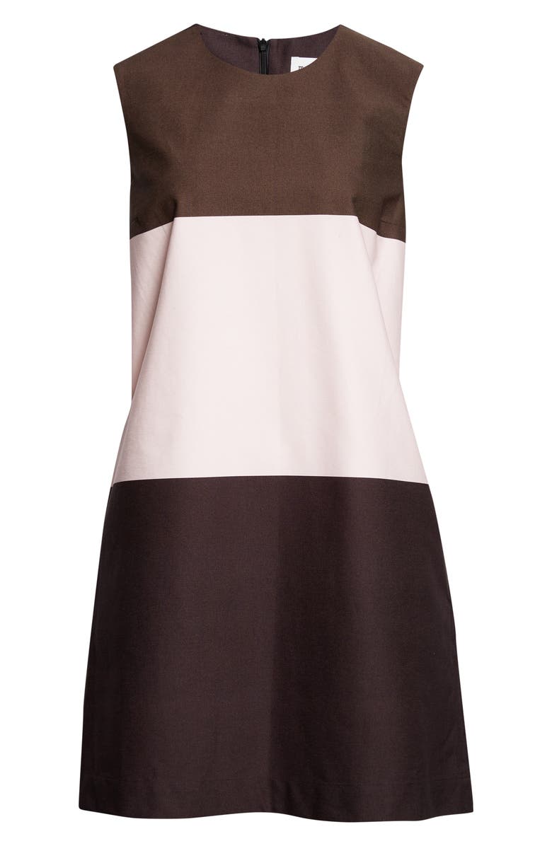 Marimekko Malli Hennika Marimini Colorblock Cotton Shift Dress, Alternate, color, Dark Brown Light Pink Brown