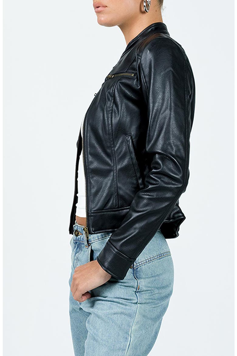 Pottsville Faux Leather Moto Jacket, Alternate, color, BLACK
