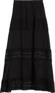 Elan Lace Trim Cotton Tiered Cover-Up Skirt