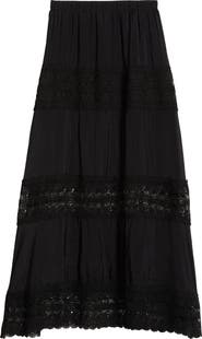Elan Lace Trim Cotton Tiered Cover-Up Skirt