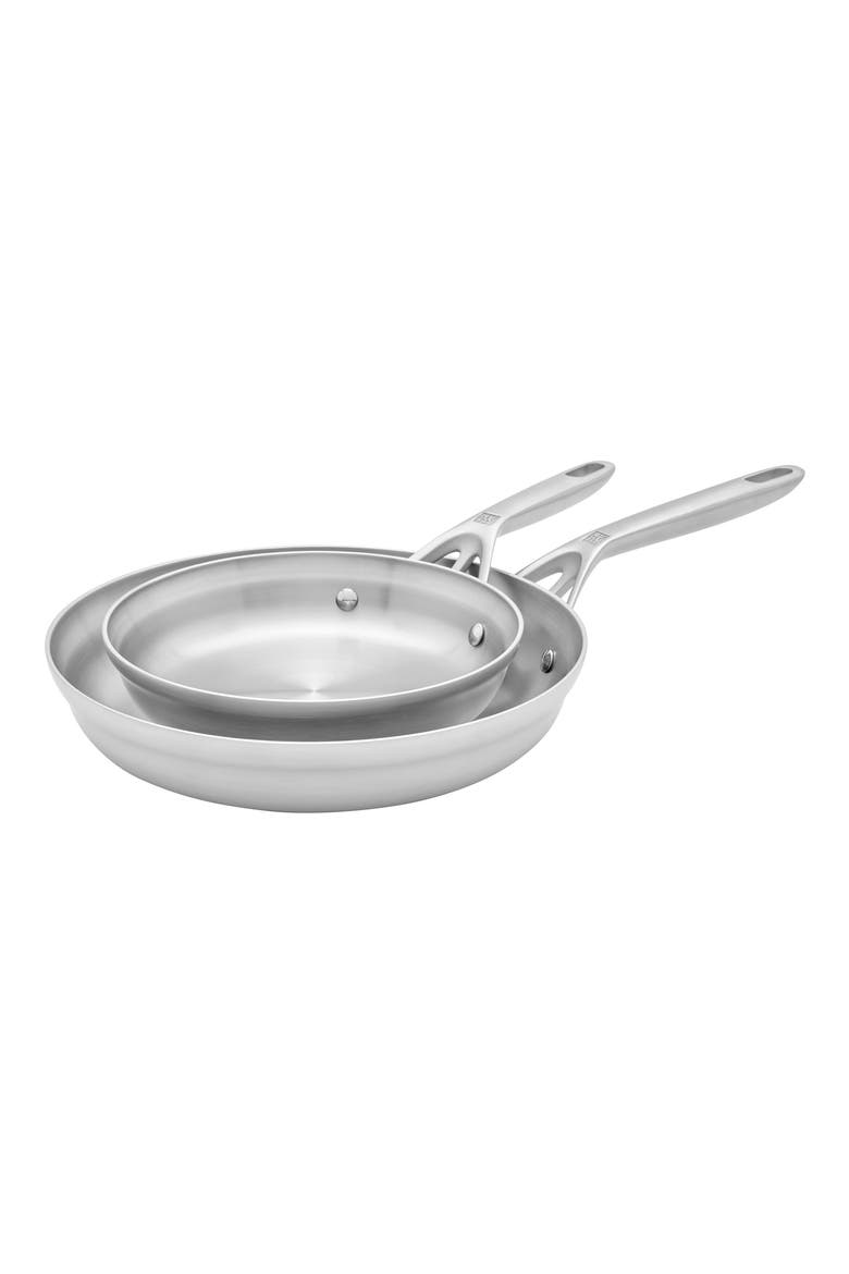Motion Stainless Steel Set of 2 Fry Pans, Main, color, STAINLESS STEEL