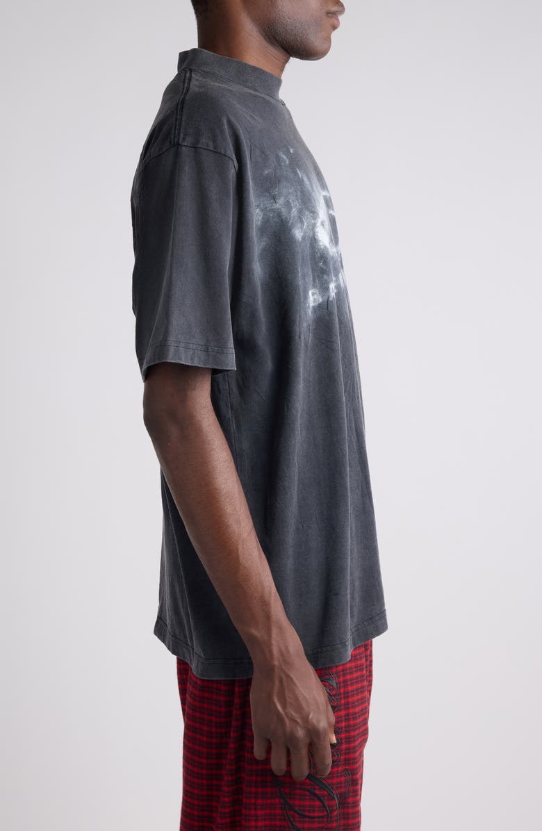 Balenciaga Medium Fit Loop Sports Icon Graphic T-Shirt, Alternate, color, Washed Black/ White