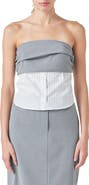 Grey Lab Strapless Mixed Media Top